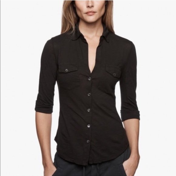 James Perse Tops - Standard James Perse Contrast Panel Button Shirt